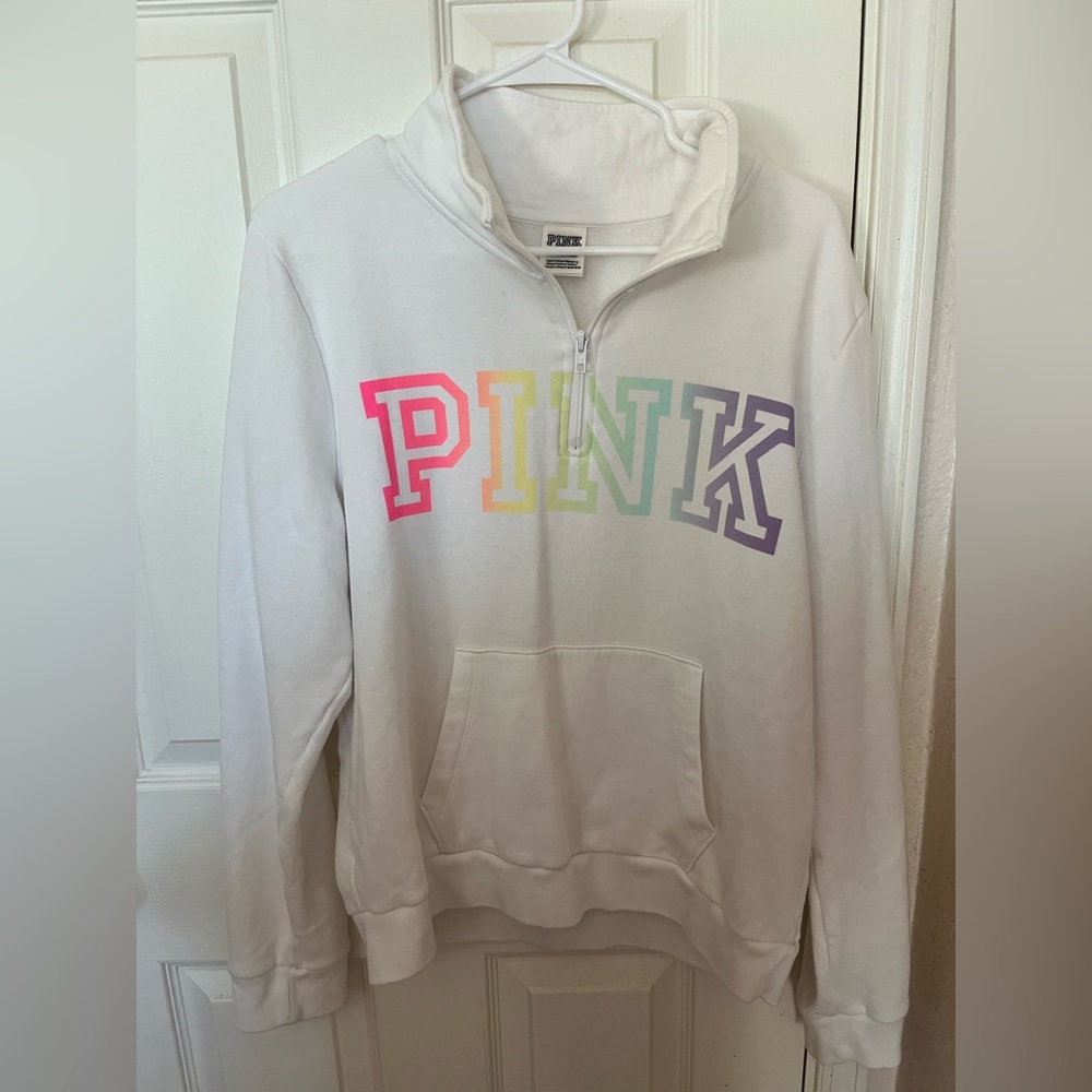 PINK Victoria's Secret Multicolor Logo Cowl Neck Sweater
